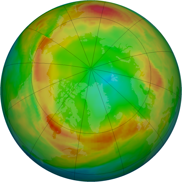 Arctic ozone map for 22 January 1984